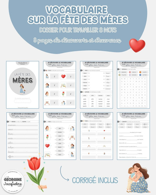 Le vocabulaire de la fête des mères – Dossier d'exercices