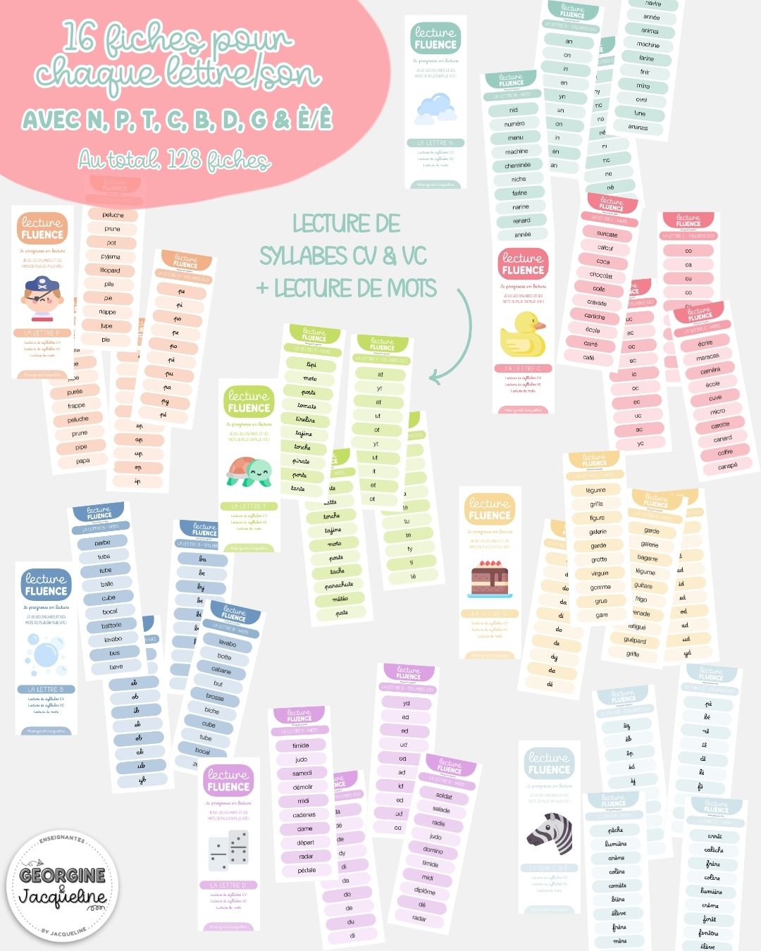 Les fiches de lecture fluence – N, P, T, C, B, D, G et È/Ê