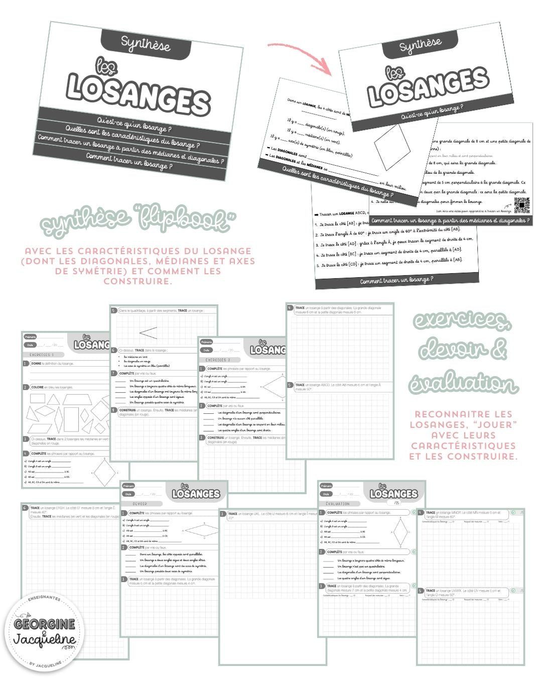 Les losanges – Synthèse, exercices, devoir & évaluation