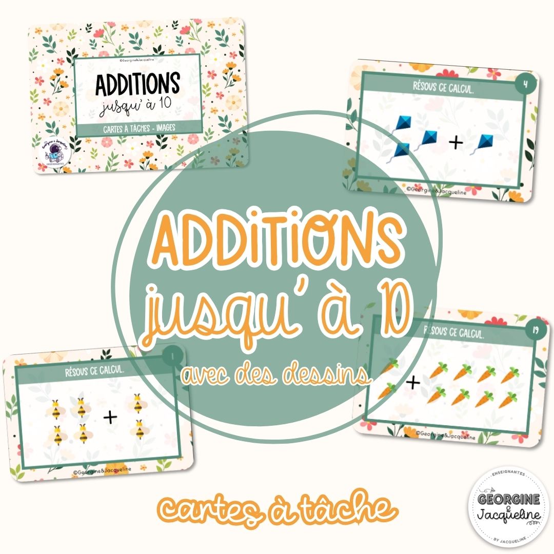 Les additions jusqu’à 10 – CÀT / Cartes à tâches (images)