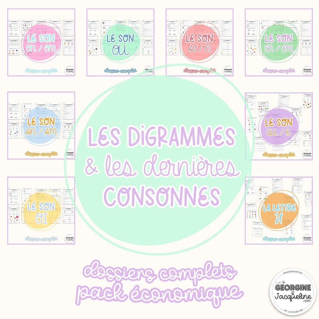 Les digrammes et les dernières consonnes – dossiers d'apprentissage du code - pack économique