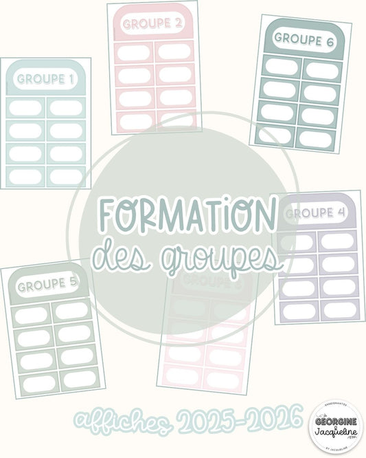 Formation des groupes – Affichage 2025-2026 - couleurs douces