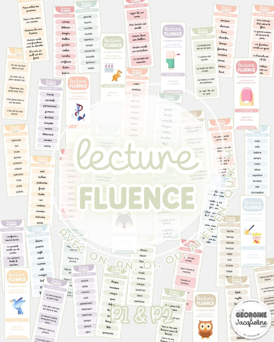 Les fiches de lecture fluence – ON, AN, OI, OU, AI/EI, QU/K et H