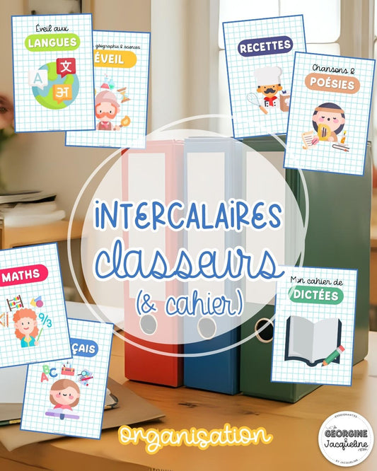 Intercalaires et pages de garde pour fardes/classeurs