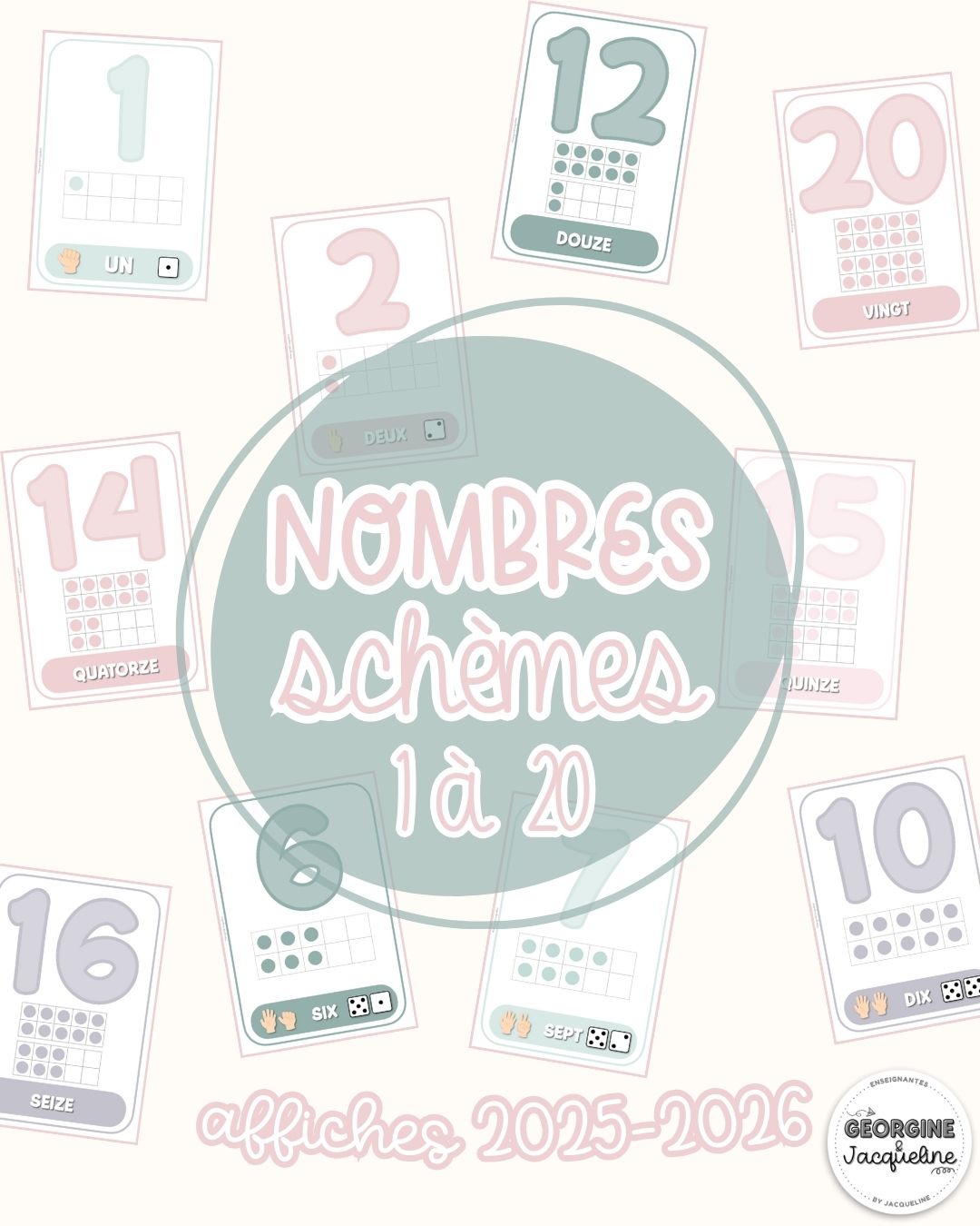 Nombres / Schèmes – Affichage 2025 - 2026 - couleurs douces