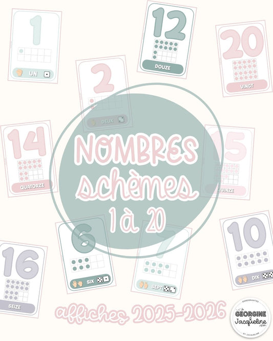 Nombres / Schèmes – Affichage 2025 - 2026 - couleurs douces