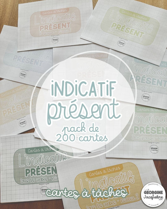 L’indicatif présent – Cartes à tâches progressives - pack de 200 cartes