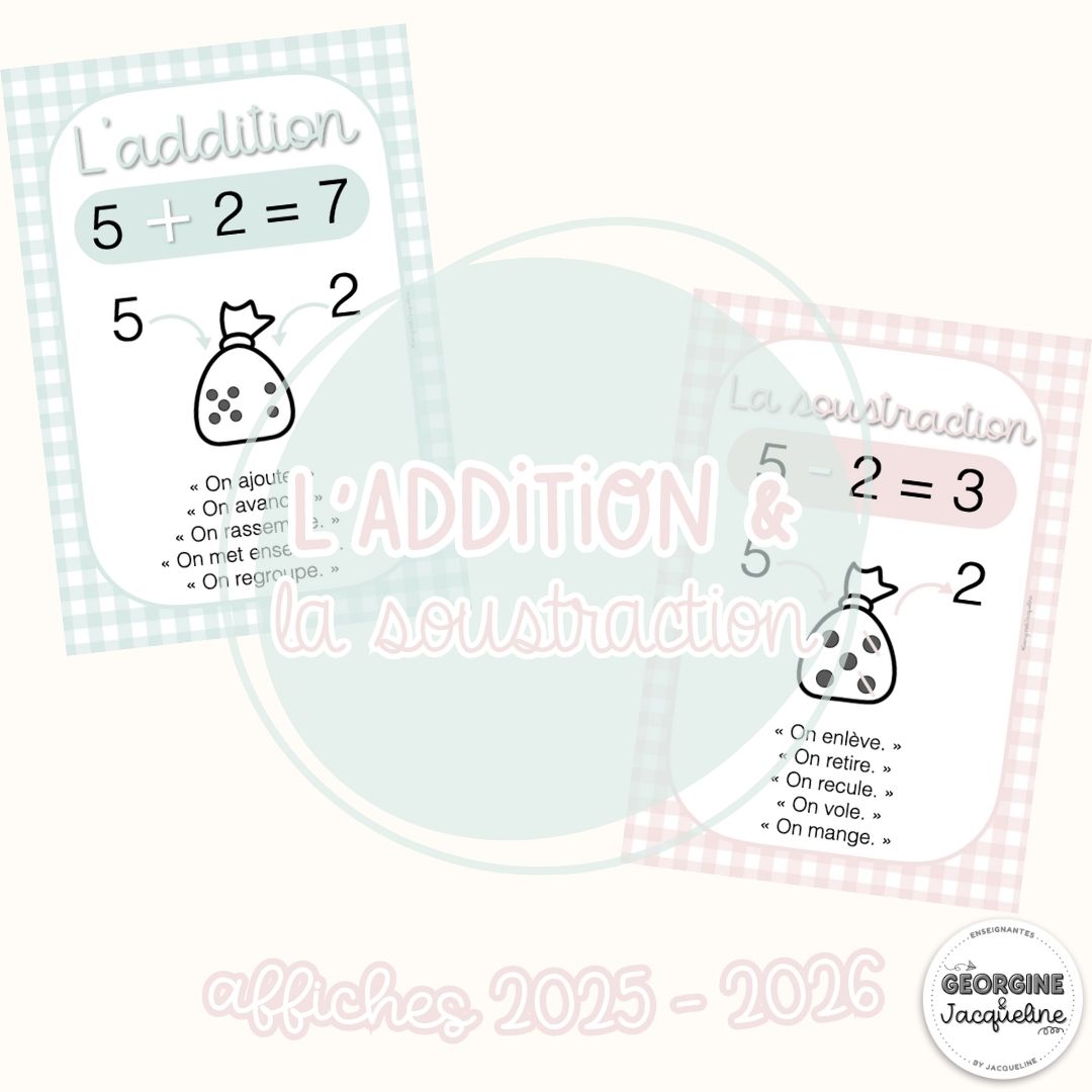 Addition / Soustraction – Affichage 2025 – 2026 - couleurs douces