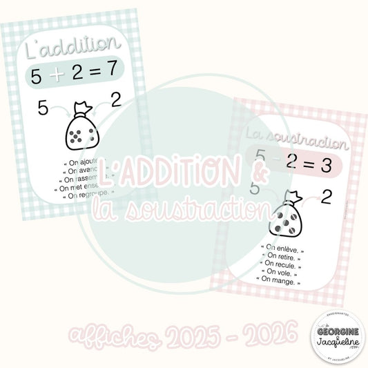 Addition / Soustraction – Affichage 2025 – 2026 - couleurs douces
