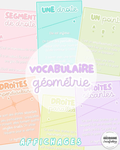 Vocabulaire en géométrie - affichages