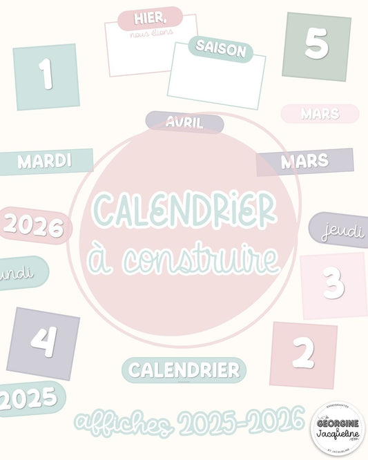 Calendrier – Affichage 2025-2026 - couleurs douces