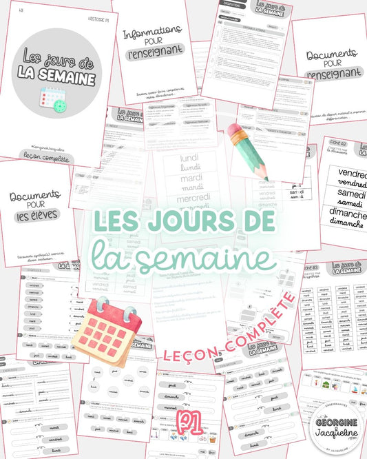 Les jours de la semaine – Leçon complète