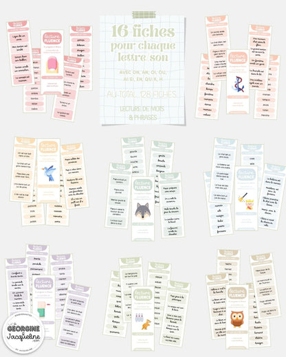 Les fiches de lecture fluence – ON, AN, OI, OU, AI/EI, QU/K et H