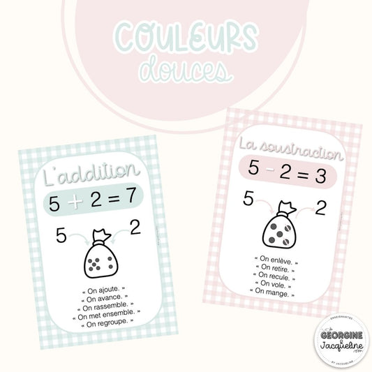 Addition / Soustraction – Affichage 2025 – 2026 - couleurs douces
