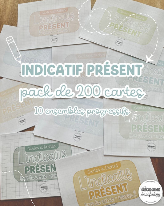 L’indicatif présent – Cartes à tâches progressives - pack de 200 cartes