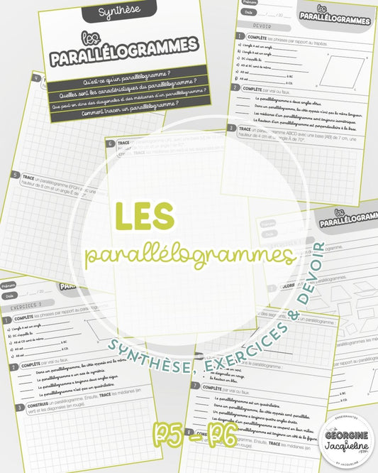 Les parallélogrammes – Synthèse, exercices et devoir