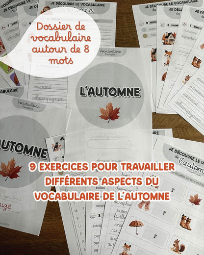 Le vocabulaire de l'automne – Dossier d'exercices