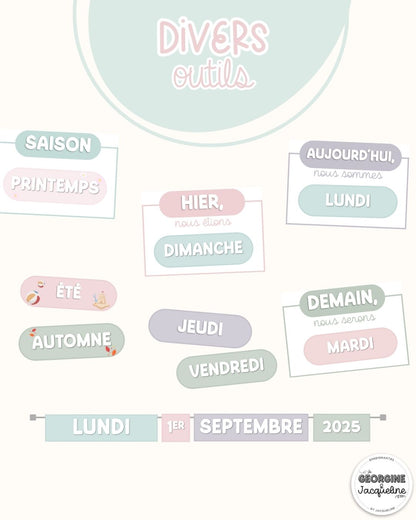 Calendrier – Affichage 2025-2026 - couleurs douces