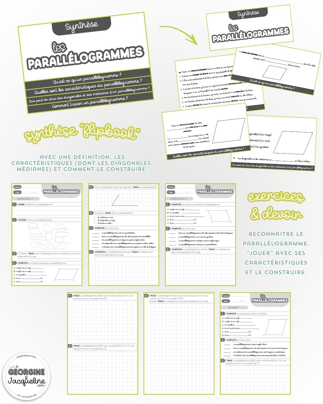 Les parallélogrammes – Synthèse, exercices et devoir