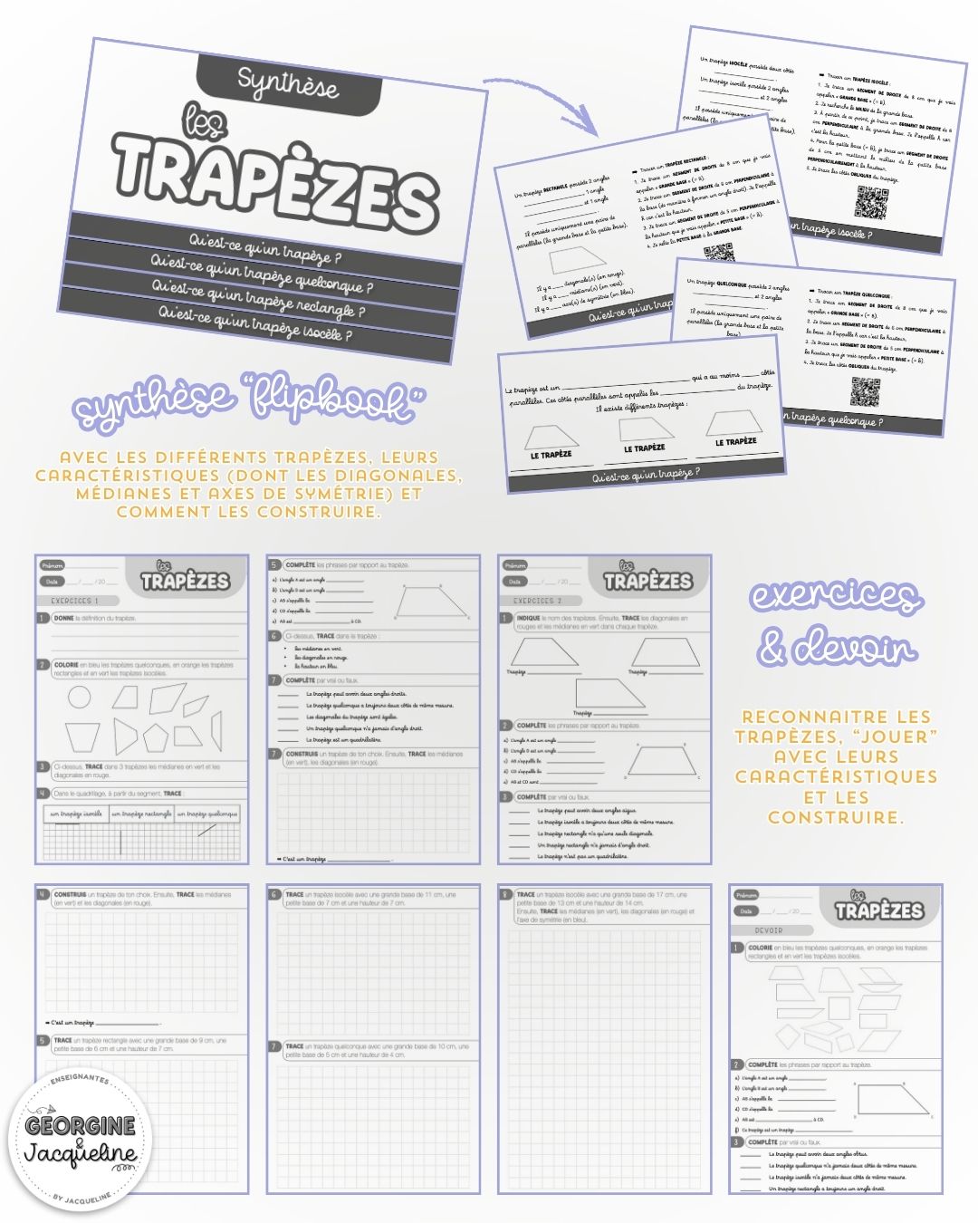 Les trapèzes – Synthèse, exercices et devoir