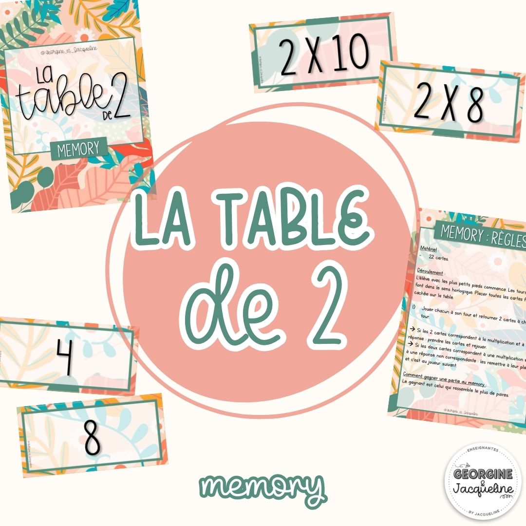 La table de 2 – Jeu du memory