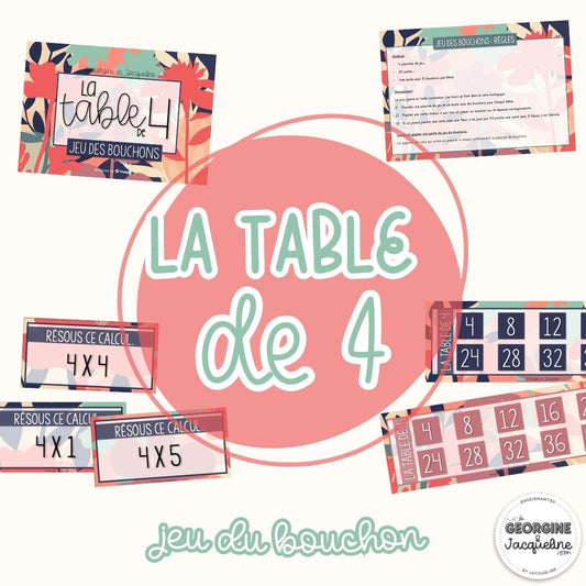 La table de 4 – Jeu des bouchons (type Bingo)