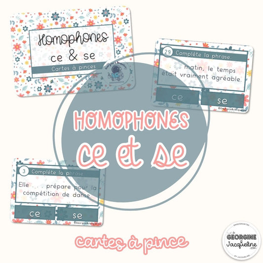 Les homophones : ce et se – CÀP / Cartes à pinces