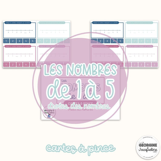 Les nombres de 1 à 5 – Droites des nombres – CÀP / Cartes à pince
