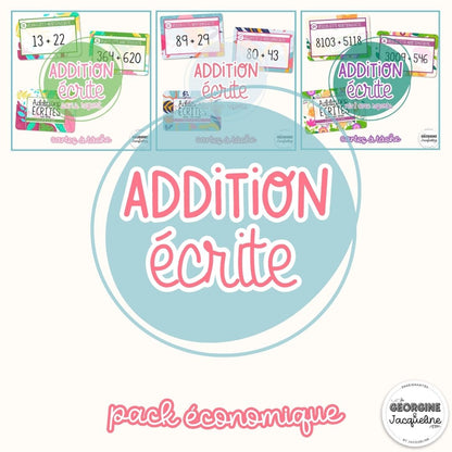 Les additions écrites – Pack économique – CÀT / Cartes à tâches (niveaux progressifs)