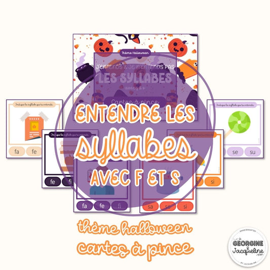 J'entends des syllabes avec les lettres F & S – CÀP / Cartes à pince (Halloween)