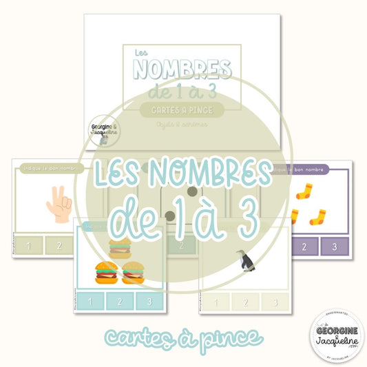 Les nombres de 1 à 3 – CÀP / cartes à pinces