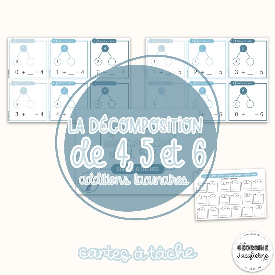 La décomposition de 4, 5 & 6 – Additions lacunaires (cartes à tâches / CAT)