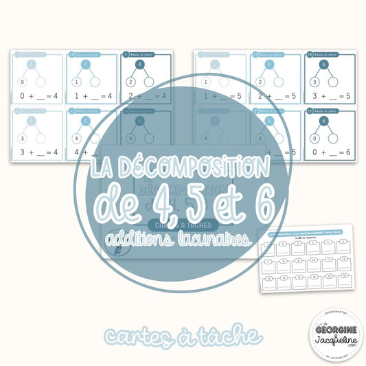 La décomposition de 4, 5 & 6 – Additions lacunaires (cartes à tâches / CAT)