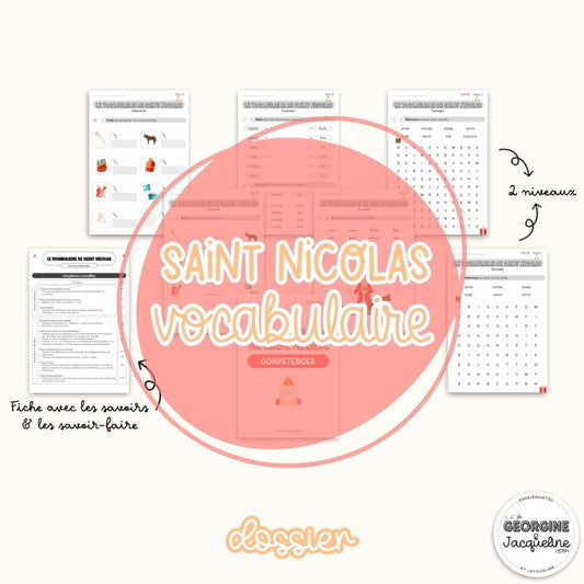 Le vocabulaire de saint Nicolas – Dossier d'activités
