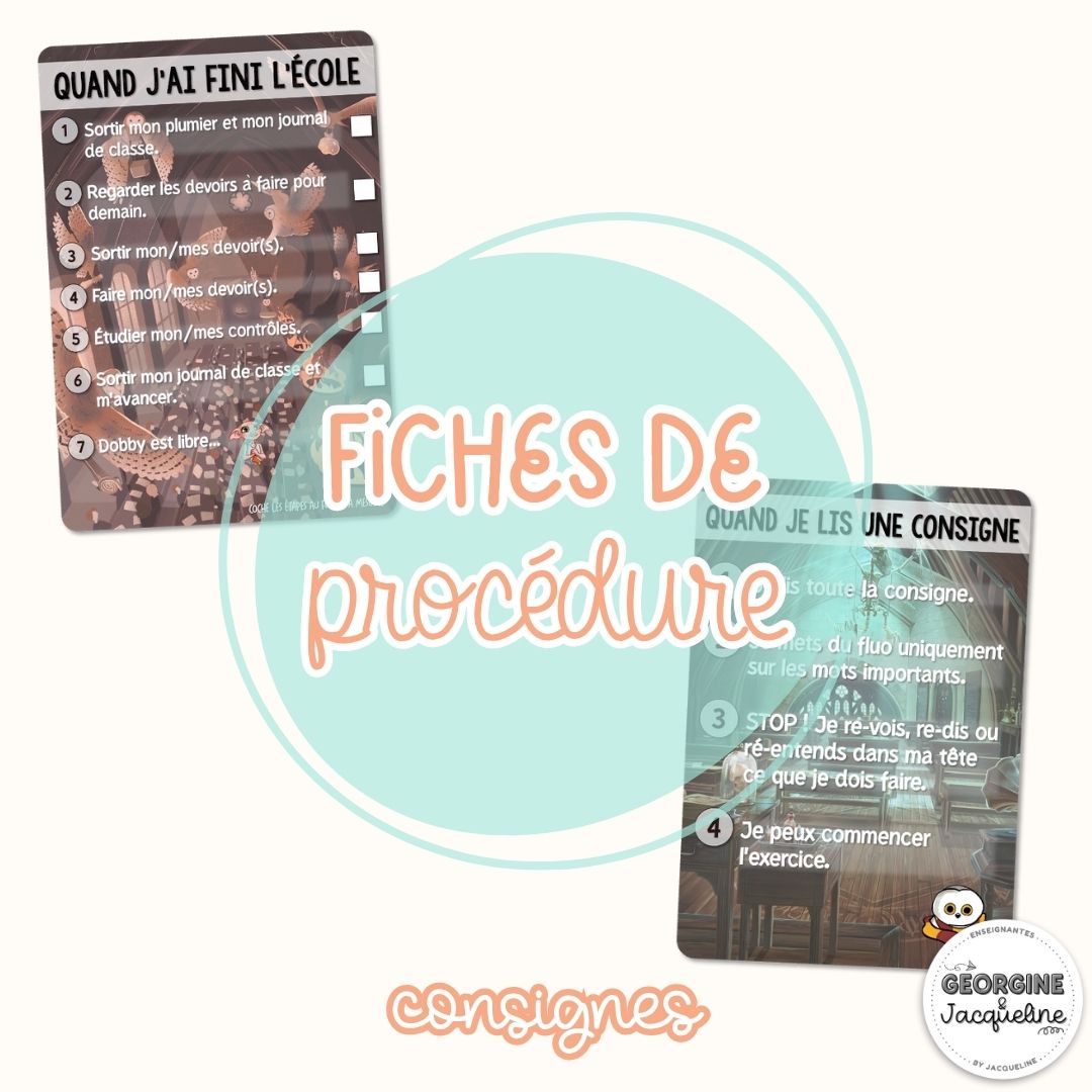Fiches de procédure – Générales (thème Harry Potter) : suivre une consigne / que faire quand j’ai terminé ?