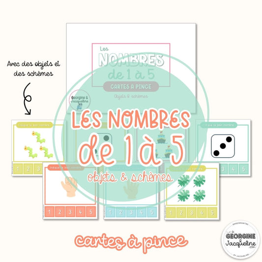 Les nombres de 1 à 5 – CÀP / Cartes à pinces